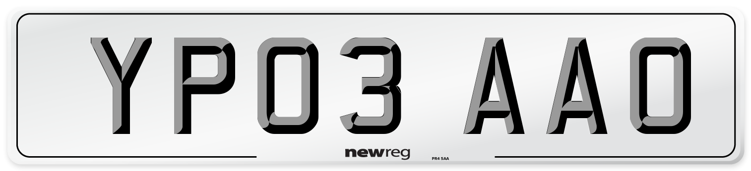 YP03 AAO Number Plate from New Reg